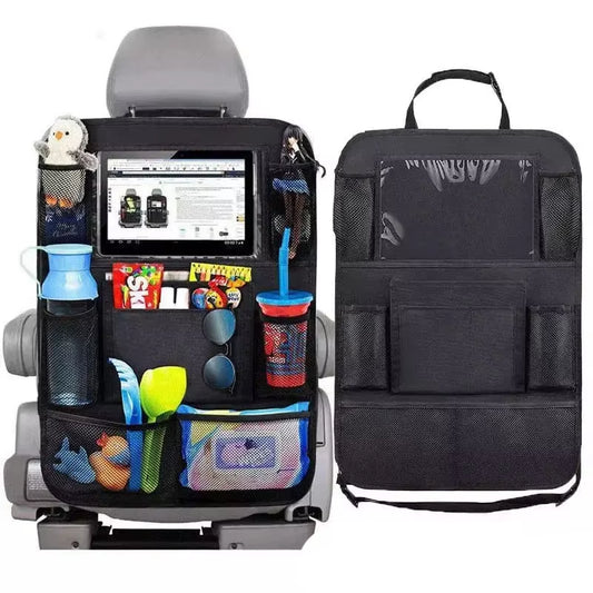 Multifunctional Car Seat Organizer with Oxford Fabric, Multi-Pocket Storage Bag and Tablet Holder for Kids
